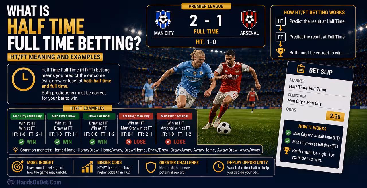 Half Time Full Time Betting Explained (How It Works and Examples)